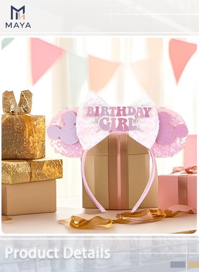 مايا طوق رأس ميني ماوس لعيد الميلاد، طوق رأس لامع لحفلات أعياد الميلاد للبنات، لوازم حفلات أعياد الميلاد (وردي) - Image 2